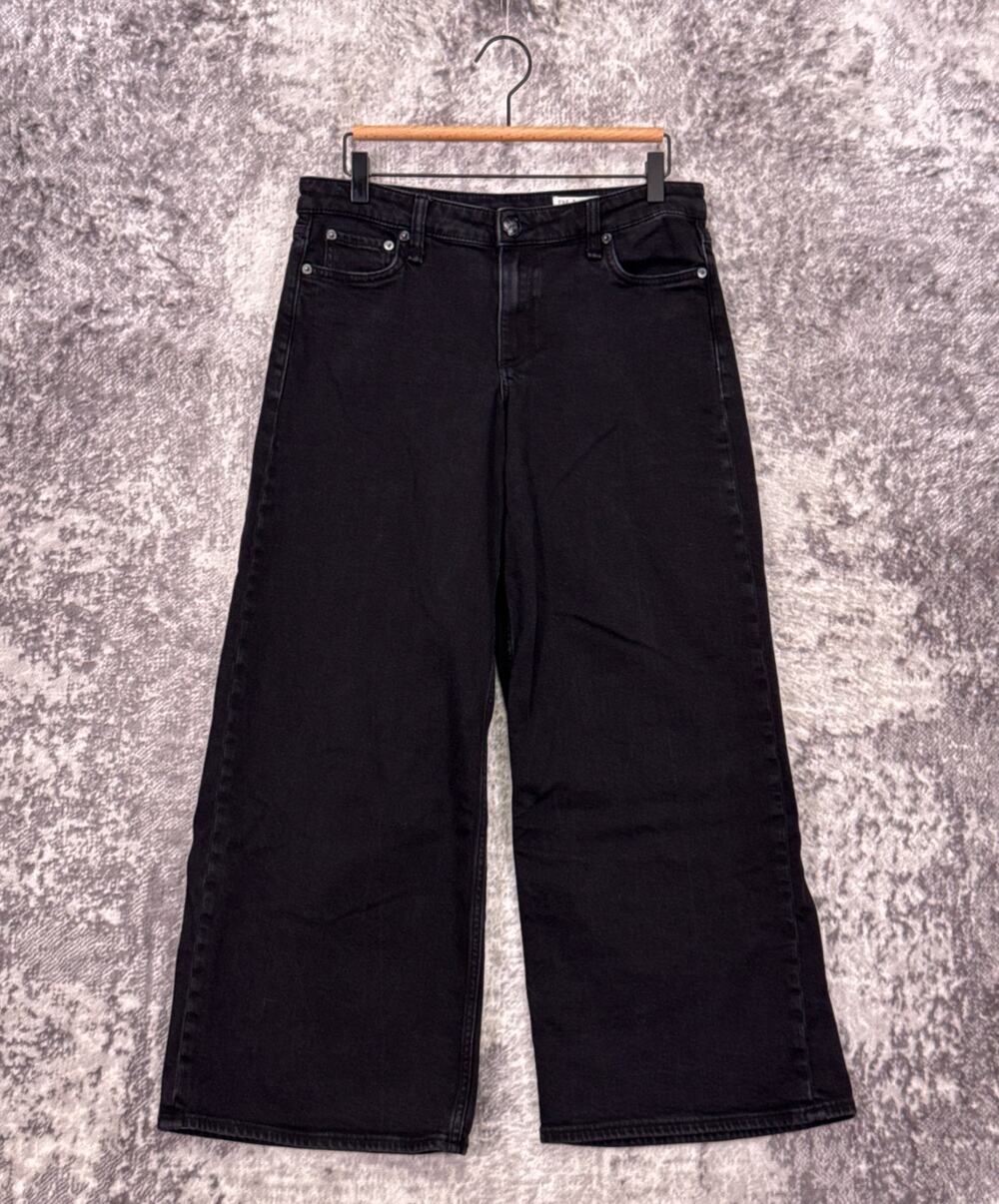 Rag & Bone Jeans 28 Womens Aiden Low Rise Wide Leg Black Denim